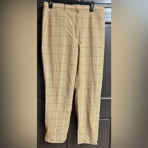 Vintage Liz Claiborne Wool Blend Tan/Brown Glen Plaid Lined Pants Women’s Sz 14